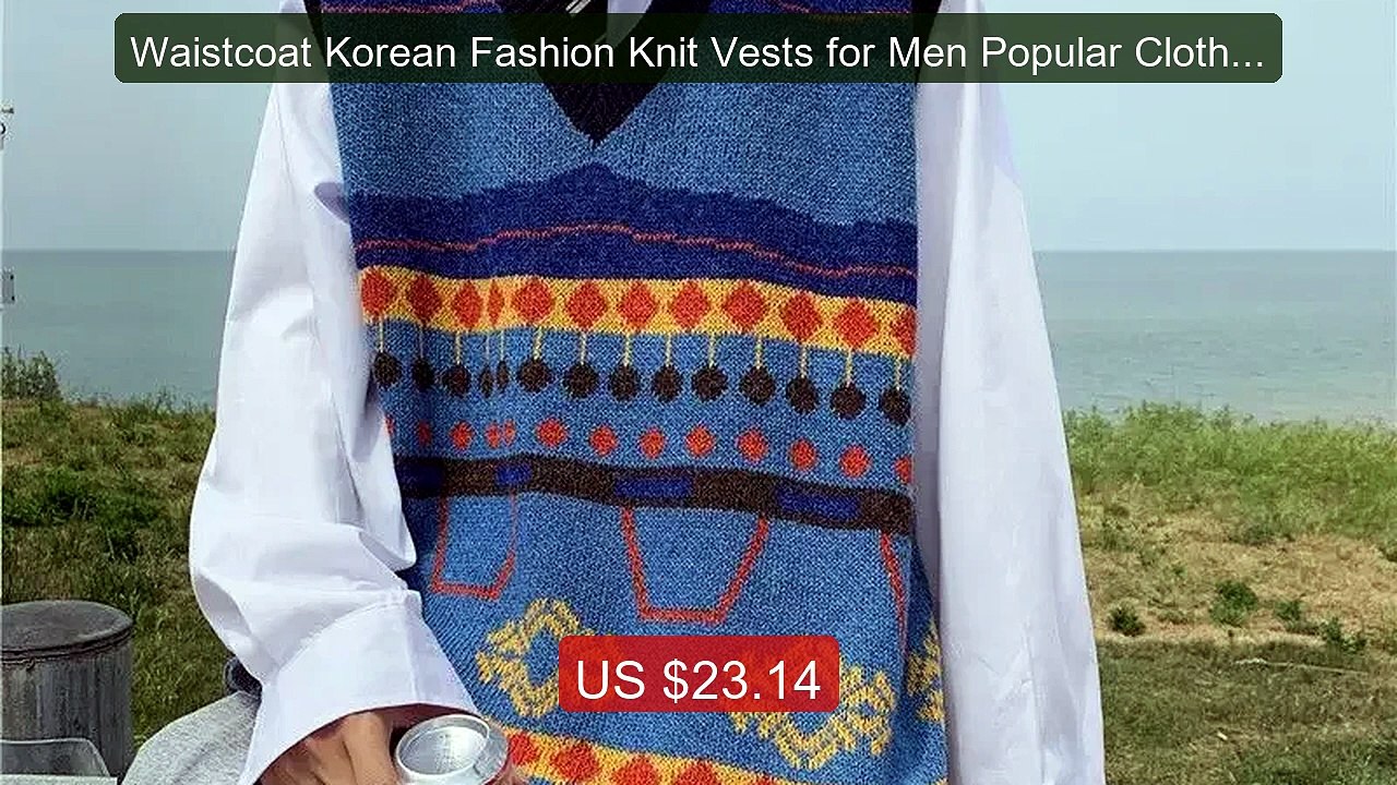 Waistcoat Korean Fashion Knit Vests for Men Popular Clothes Sleeve... -- Best Deal 2026 | Shop Now!