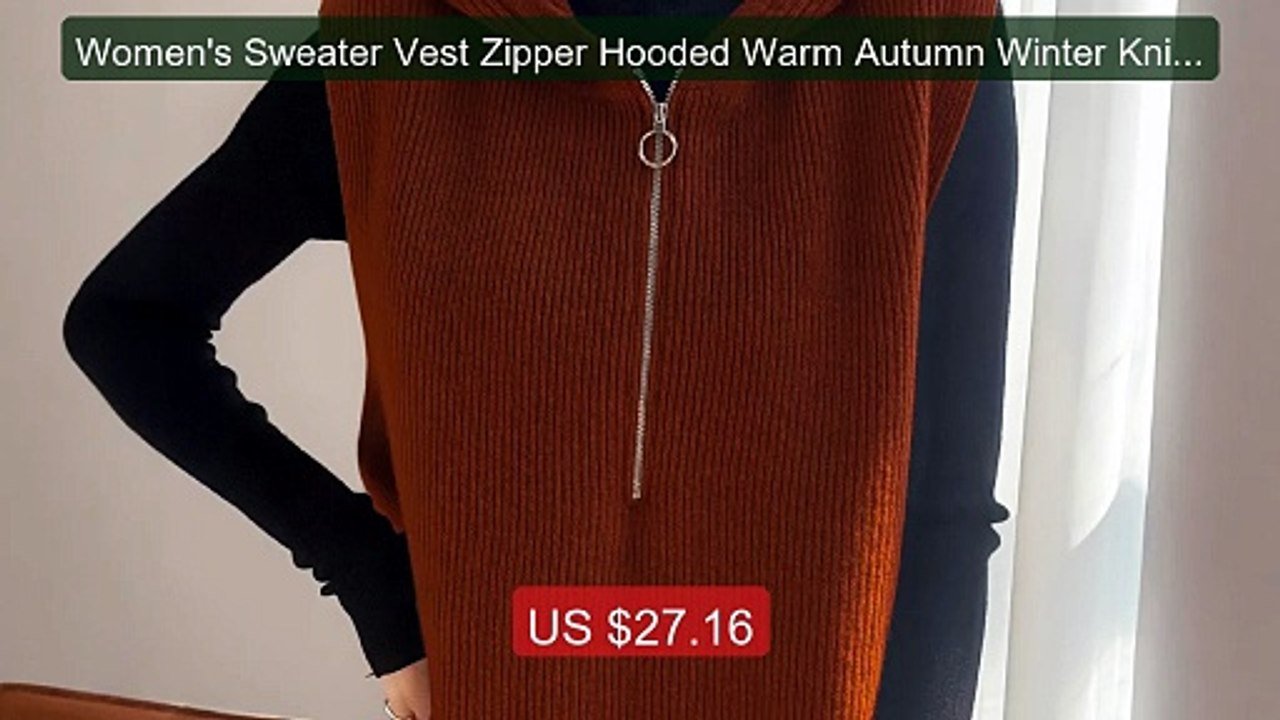 Women's Sweater Vest Zipper Hooded Warm Autumn Winter Knitted Vest... -- Best Deal 2026 | Shop Now!