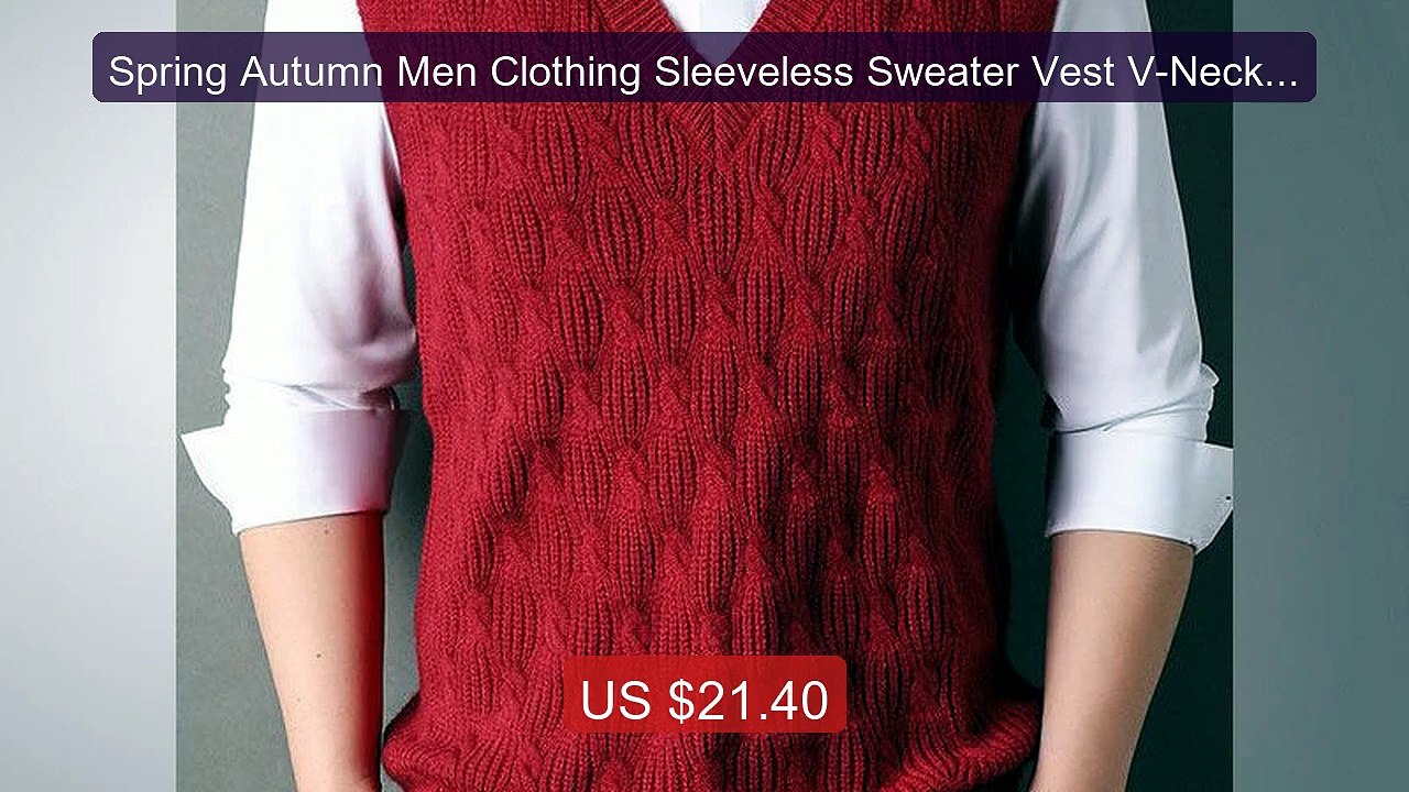 Spring Autumn Men Clothing Sleeveless Sweater Vest V-Neck Soli... -- Best Buy 2026 | Great Quality!