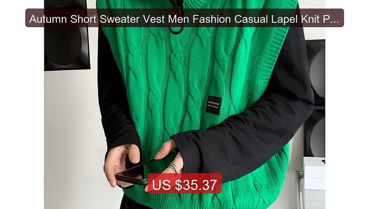 Autumn Short Sweater Vest Men Fashion Casual Lapel Knit Pul... -- Top Pick 2026 | Unbeatable Price!