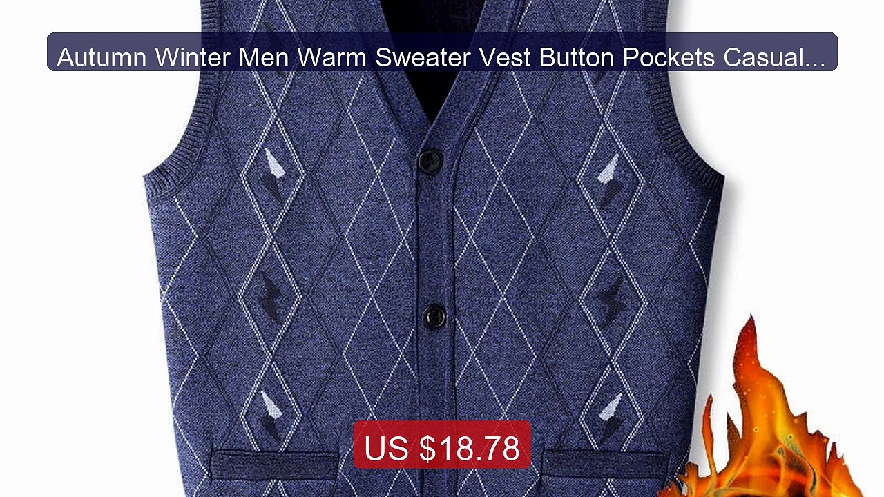Autumn Winter Men Warm Sweater Vest Button Pockets Casual Simp... -- Best Buy 2026 | Great Quality!