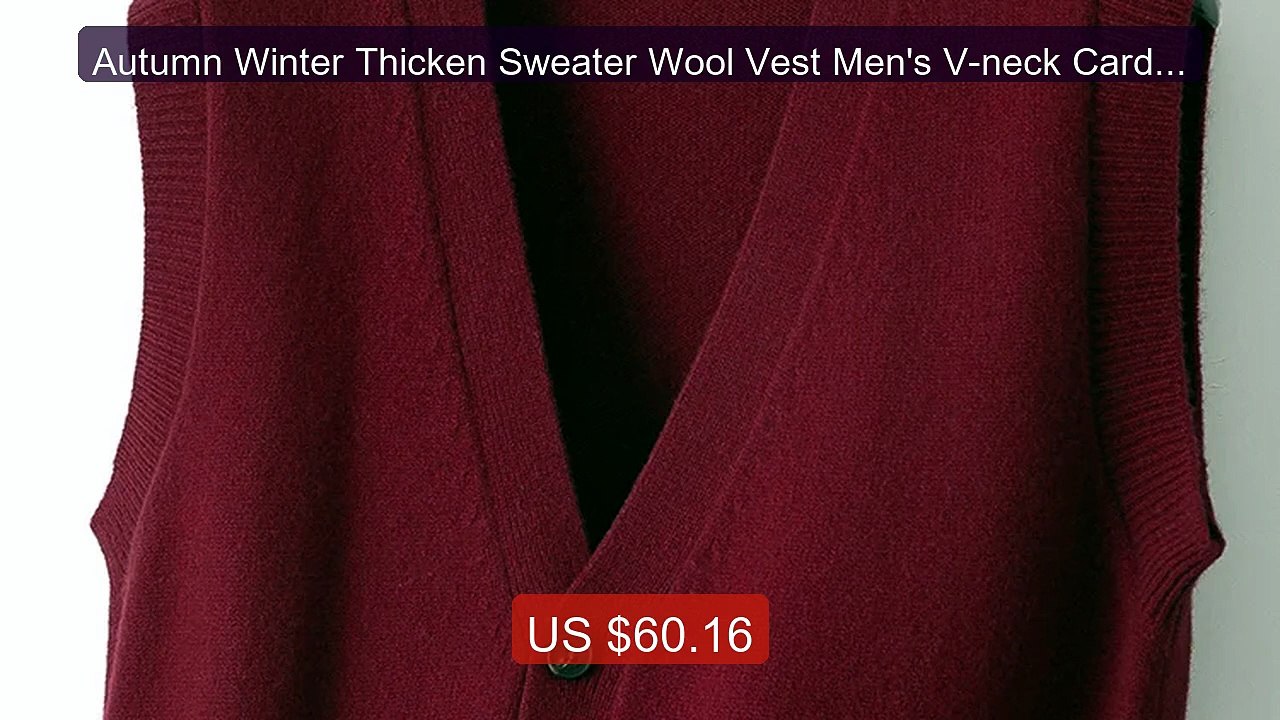 Autumn Winter Thicken Sweater Wool Vest Men's V-neck Cardig... -- Top Pick 2026 | Unbeatable Price!