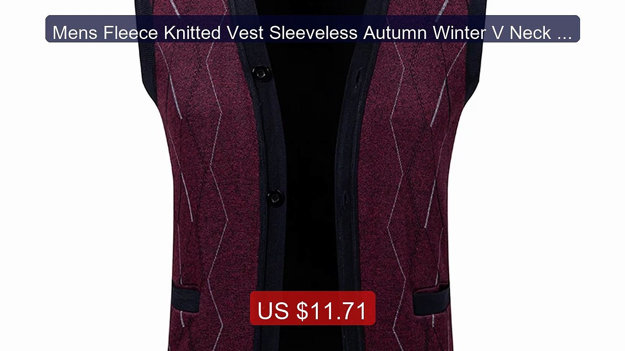 Mens Fleece Knitted Vest Sleeveless Autumn Winter V Neck Sweat... -- Best Buy 2026 | Great Quality!