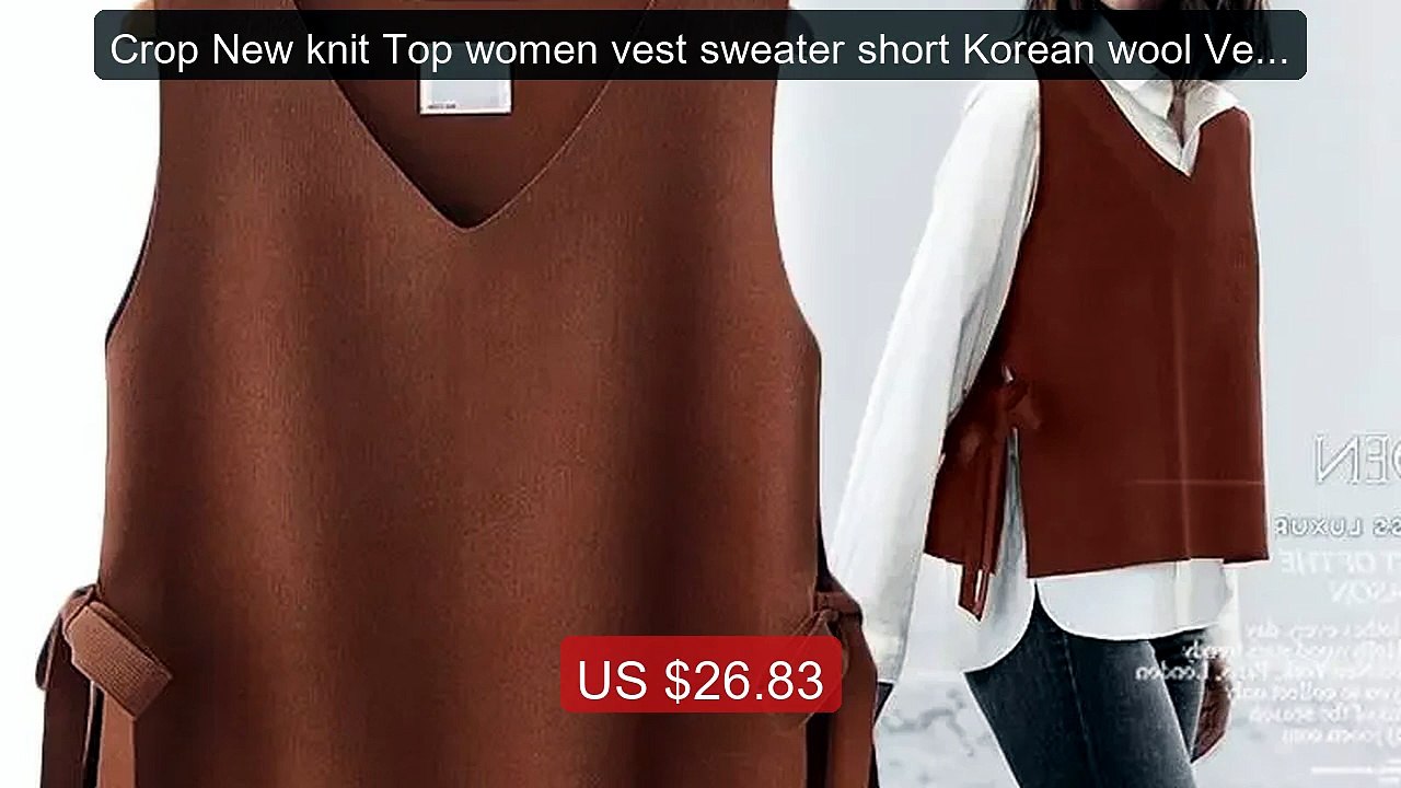 Crop New knit Top women vest sweater short Korean wool Vest P... -- Amazing Value 2026 | Must Have!