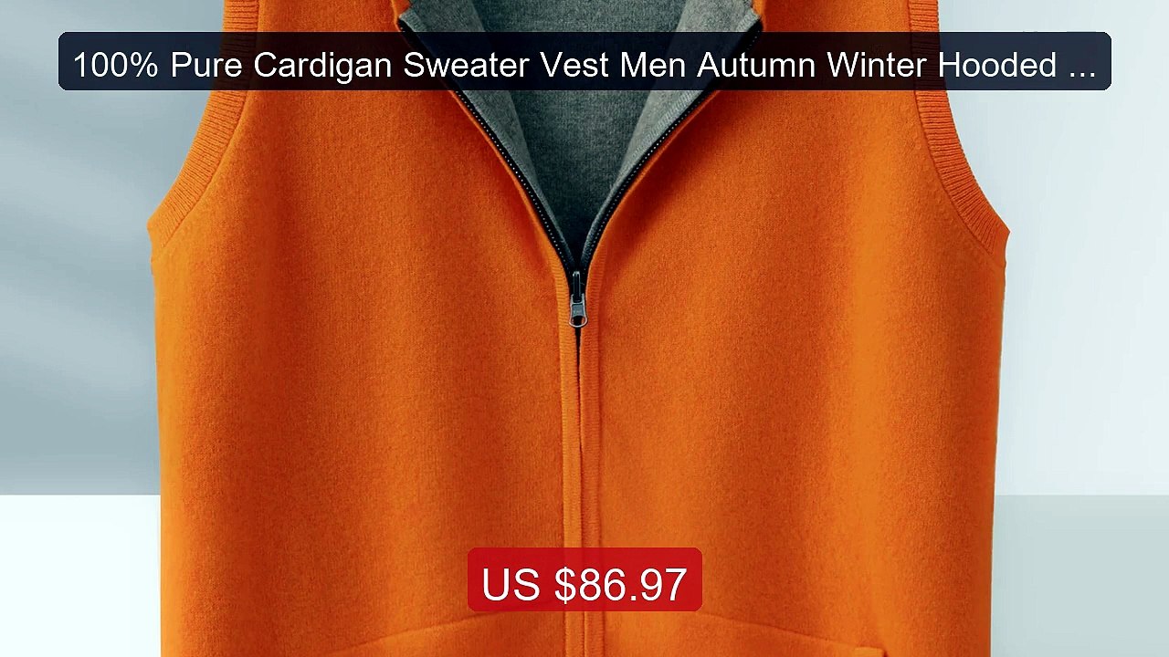 100% Pure Cardigan Sweater Vest Men Autumn Winter Hooded Zipper Po... -- Best Deal 2026 | Shop Now!