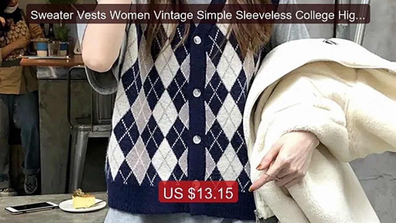 Sweater Vests Women Vintage Simple Sleeveless College High Str... -- Best Buy 2026 | Great Quality!