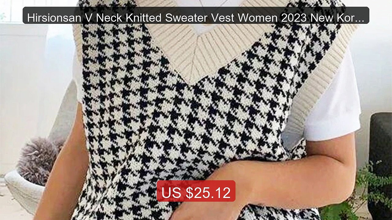 Hirsionsan V Neck Knitted Sweater Vest Women 2023 New Korean Cashme... -- Top Rated 2026 | Buy Now!