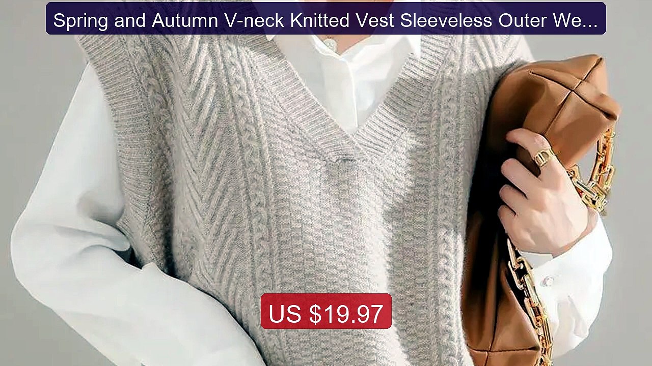 Spring and Autumn V-neck Knitted Vest Sleeveless Outer Wear Solid ... -- Best Deal 2026 | Shop Now!