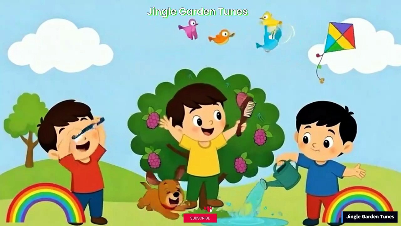 Here We Go Round the Mulberry Bush _ Morning Routine Nursery Rhyme for Kids _ Jingle Garden Tunes