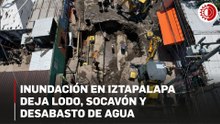 Continúan afectaciones por inundación en Iztapalapa tras ruptura de tubería