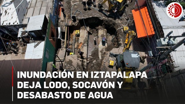 Continúan afectaciones por inundación en Iztapalapa tras ruptura de tubería