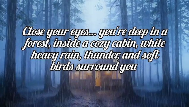 Forest Cozy Cabin in Heavy Rain & Thunder 🌲🌧️⛈️ Soft Birds Chirping for Deep Sleep #rain #deepsleep #relax #shorts #trending