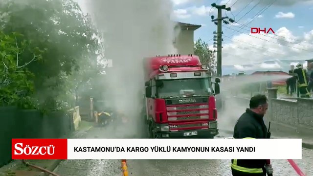 Kastamonu'da kargo yüklü kamyonun kasası yandı