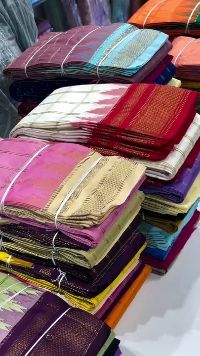 Ilkal Sarees Temple Border Cheks Pattern,Rich  Tophthane Pallu in Hubli and India