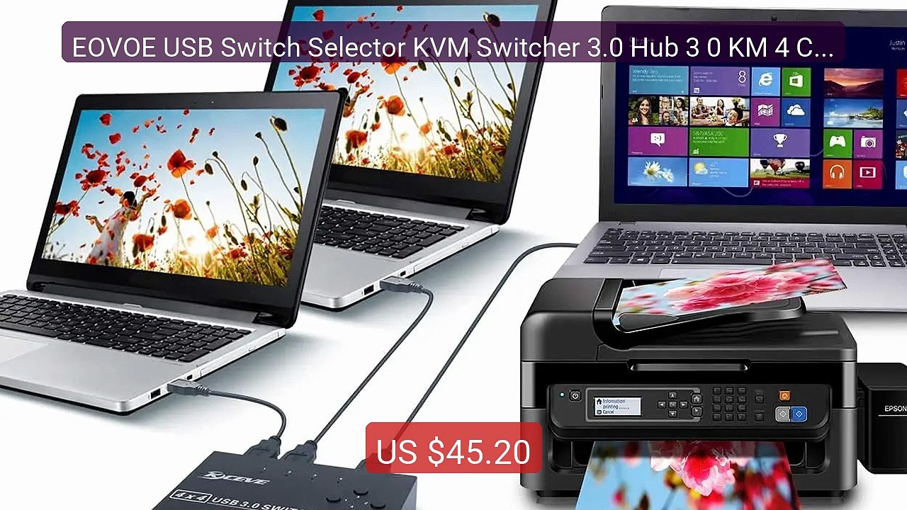 EOVOE USB Switch Selector KVM Switcher 3.0 Hub 3 0 KM 4 Compu... — Amazing Value 2026 | Must Have!