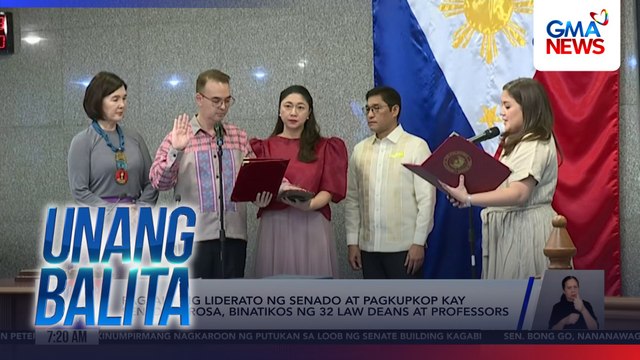 Pagpalit ng liderato ng Senado at pagkupkop kay Sen. Dela Rosa, binatikos ng 32 law deans at professors | Unang Balita