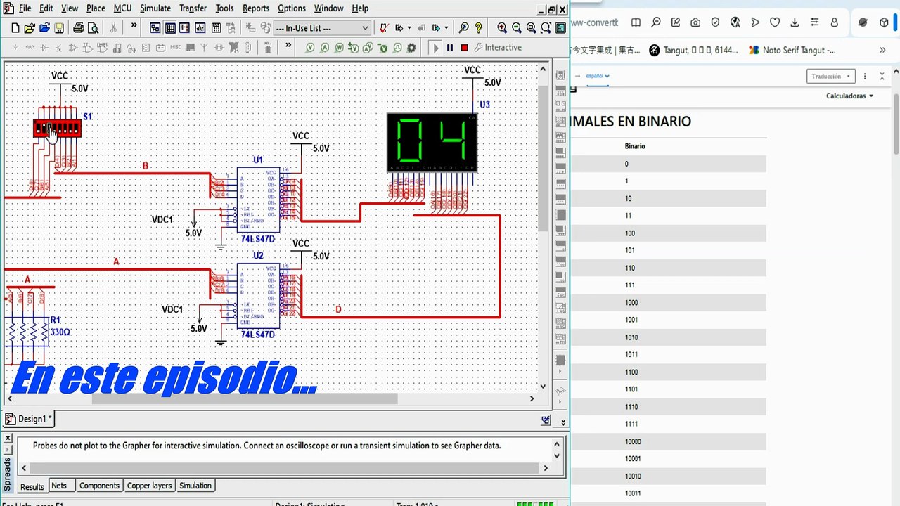 📚 Decodificador 74LS47 de Binario a Decimal con switch #multisim