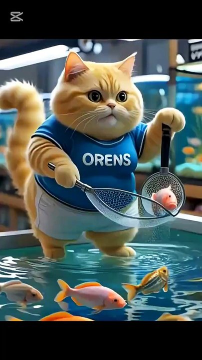 Cat Cooking Roasted Fish 😻🍽️🐟