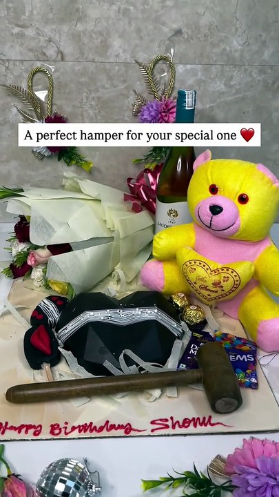 The Ultimate Surprise Birthday Gift Hamper with Pinata Heart Cake