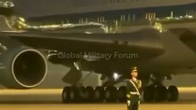 PLA Guard Remains Motionless as Air Force One Arrives