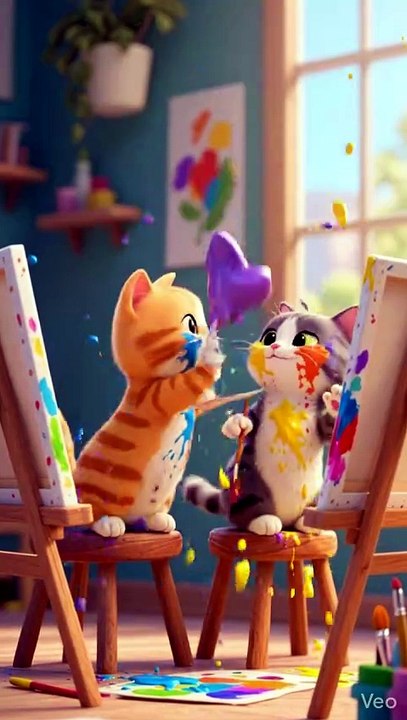Tiny paws, big creativity 🐱🎨✨ #CatPainting #CuteCat #ArtCat #FunnyCat #CreativePets #CatLife #ViralCat