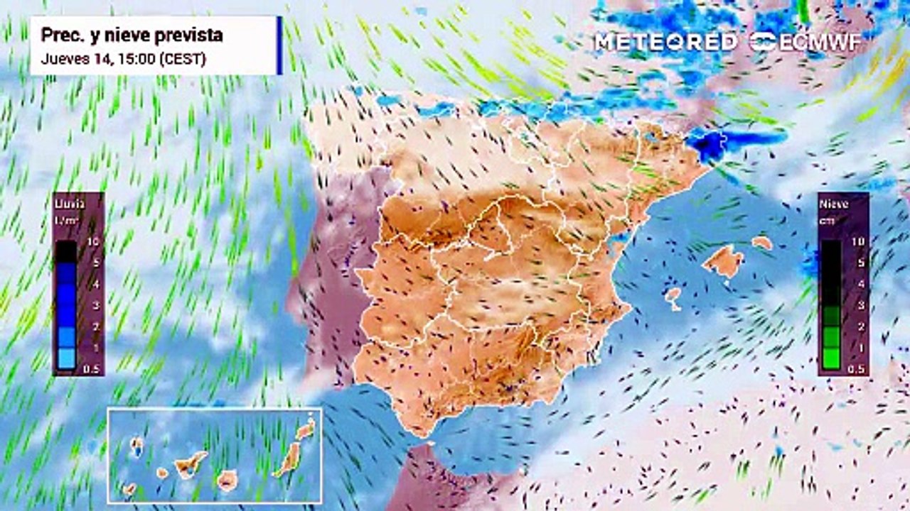 Una línea de lluvias y tormentas cruzará el Mediterráneo