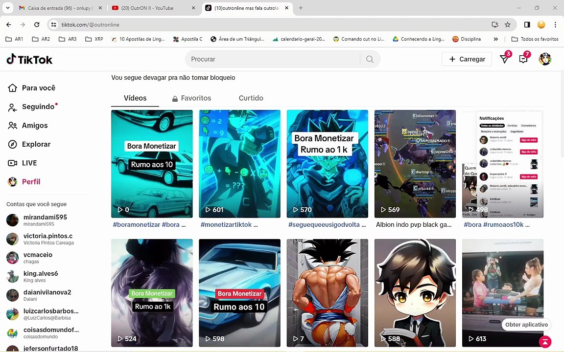 Como conseguir  500 a 11 k de views por video , 2K de inscritos por semana no TIKTOK . Técnica