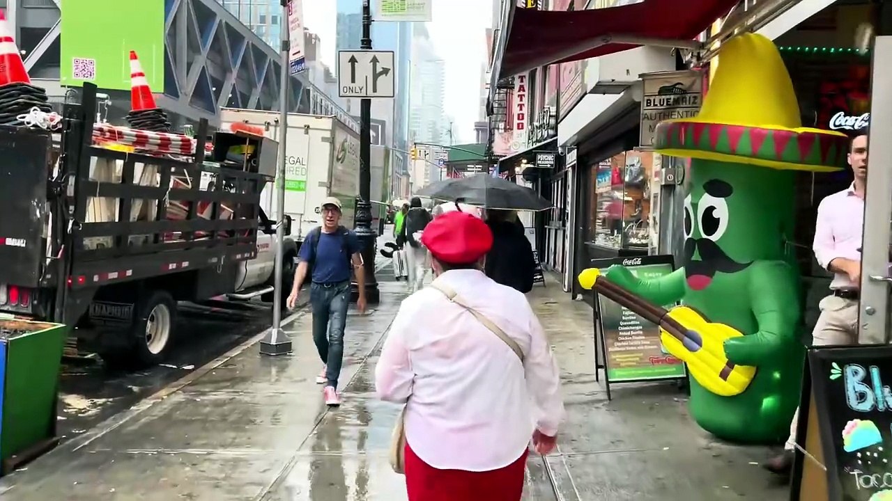 POV Rainy Summer Walking Tour 8th Avenue Chelsea Manhattan New York