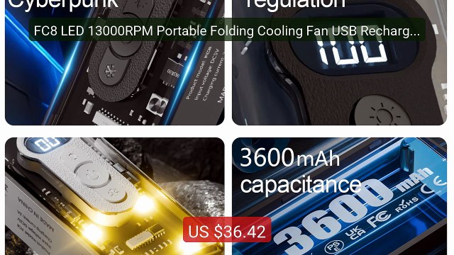 FC8 LED 13000RPM Portable Folding Cooling Fan USB Rechargeable 100-... — Top Rated 2026 | Buy Now!