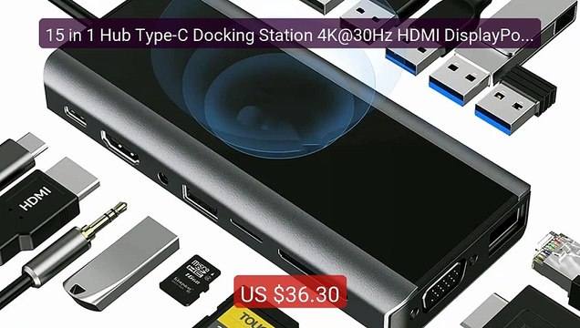 15 in 1 Hub Type-C Docking Station 4K@30Hz HDMI DisplayPort US... — Best Buy 2026 | Great Quality!