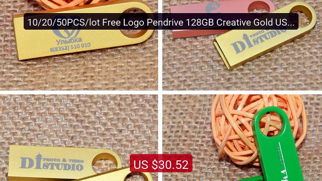 10/20/50PCS/lot Free Logo Pendrive 128GB Creative Gold USB ... — Top Pick 2026 | Unbeatable Price!