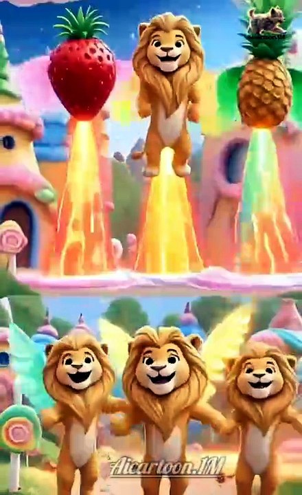 Cute lion dancing cartoon video