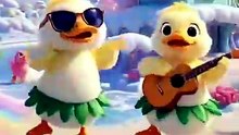 Cute duck cartoon enjoying dancing fun video #kids
