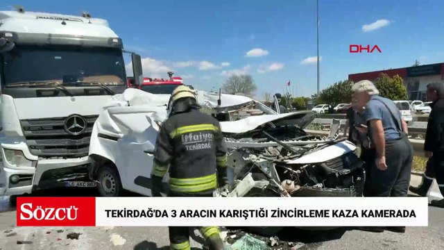 Tekirdağ'da 3 aracın karıştığı zincirleme kaza kamerada, sürücü yaralı