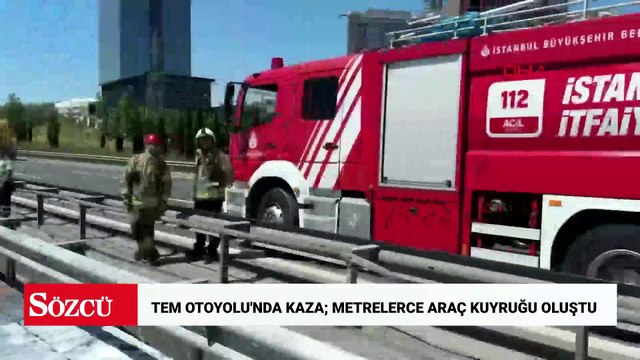 Esenyurt TEM Otoyolu'nda 3 aracın karıştığı kaza; metrelerce araç kuyruğu oluştu: 1 yaralı