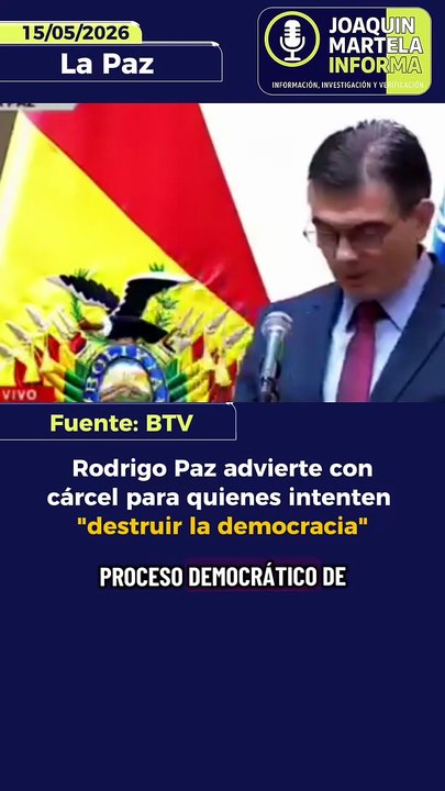 Rodrigo Paz advierte con cárcel para quienes intenten "destruir la democracia"