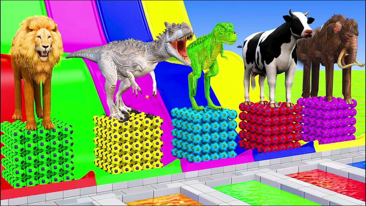 Long Slide Game With Elephant Gorilla Buffalo Hippopotamus Tiger 3d Animal Game Funny 3d Animals thumnail