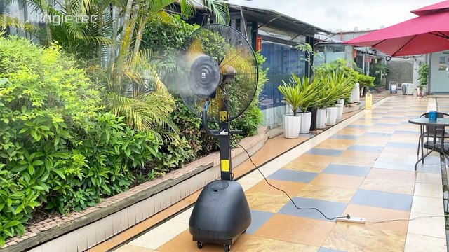 Mingletec BLDC industrial mist fan with 60L water tank, fully sealed motor, most energy saving, low consumption, the spray can reach more than 10m #mingletec #BLDC #industrialfan #mistfan #fullysealedmotor