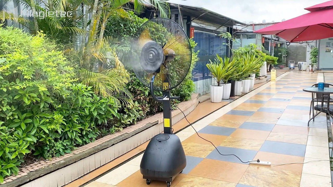 Mingletec BLDC industrial mist fan with 60L water tank, fully sealed motor, most energy saving, low consumption, the spray can reach more than 10m #mingletec #BLDC #industrialfan #mistfan #fullysealedmotor