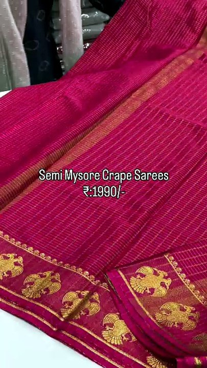 Gandaberunda Semi Mysore Crape sarees in India at Best Price