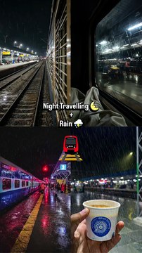 Night Train Travelling 😌✨...#train #journey #peaceful #nostalgia #station