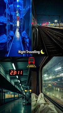 Night Train Travelling 😌✨...#train #journey #peaceful #nostalgia #station