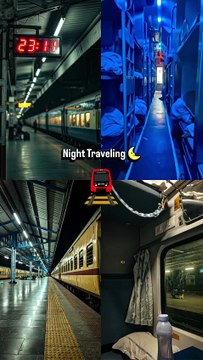 Night Train Travelling 😌✨...#train #journey #peaceful #nostalgia #station