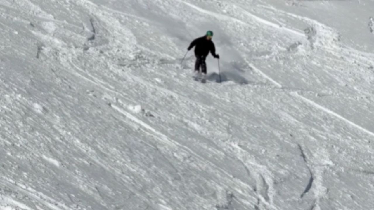 Skier Loses Control And Crashes On The Slope