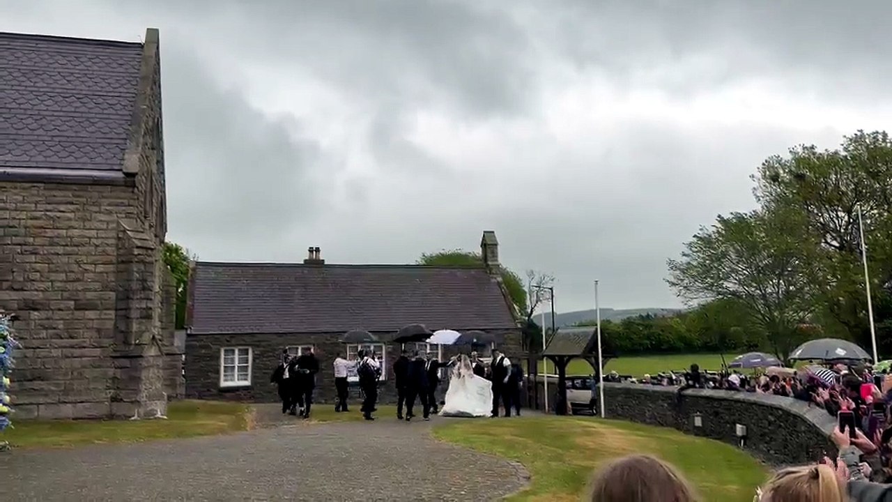 Venezuela Fury with dad Tyson and mum Paris entering St John's Church for her wedding (Copyright: CJS Photography)