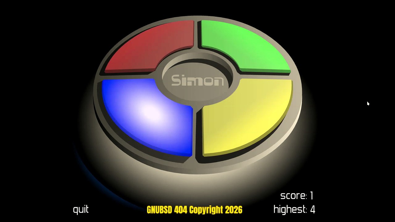 GNUBSD 404 Short N106 Simon (Nice Game for Kids) (LInux/FreeBSD)