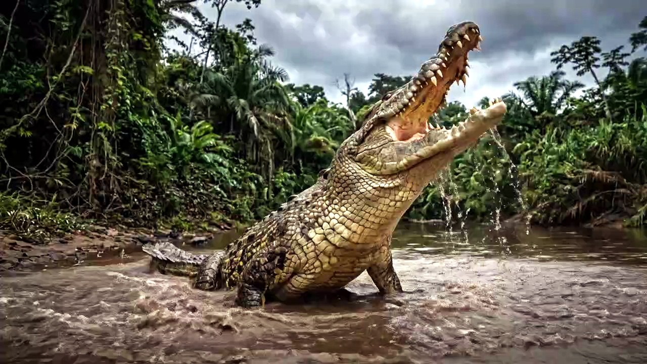 Giant Crocodile Explodes From the Water