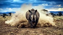 Angry Rhino Charges Through the Wild