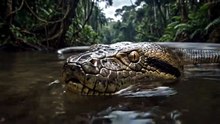 Giant Anaconda Slithers Through the Jungle
