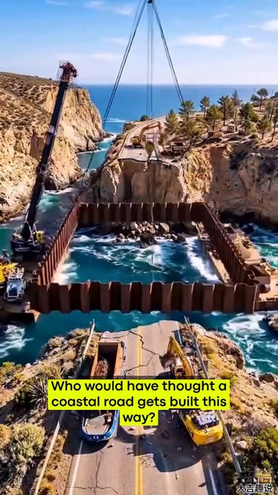 Coastal roads start by draining the ocean first! 🌊🔧 #CoastalEngineering #BridgeBuilding